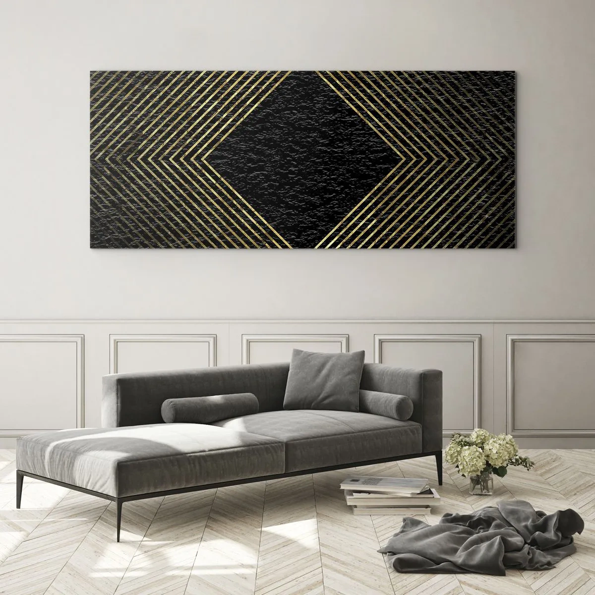 Billede på glas - Geometri i glamour-stil - 100x40 cm