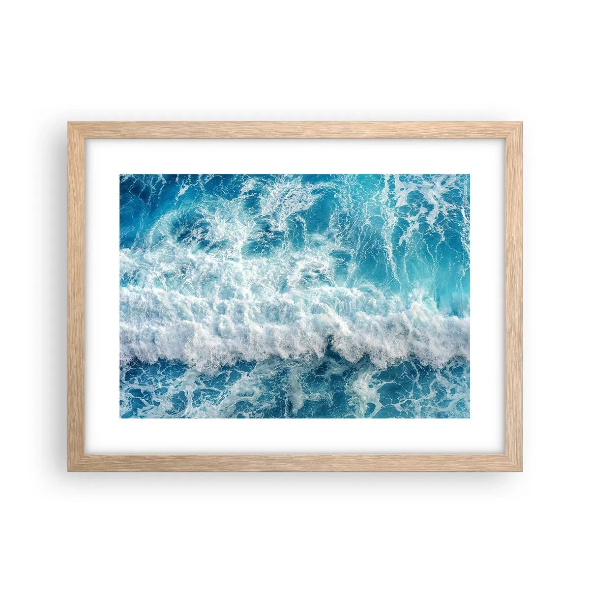 Plakat i ramme af lyst egetræ - Glædeligt og i spring - 40x30 cm