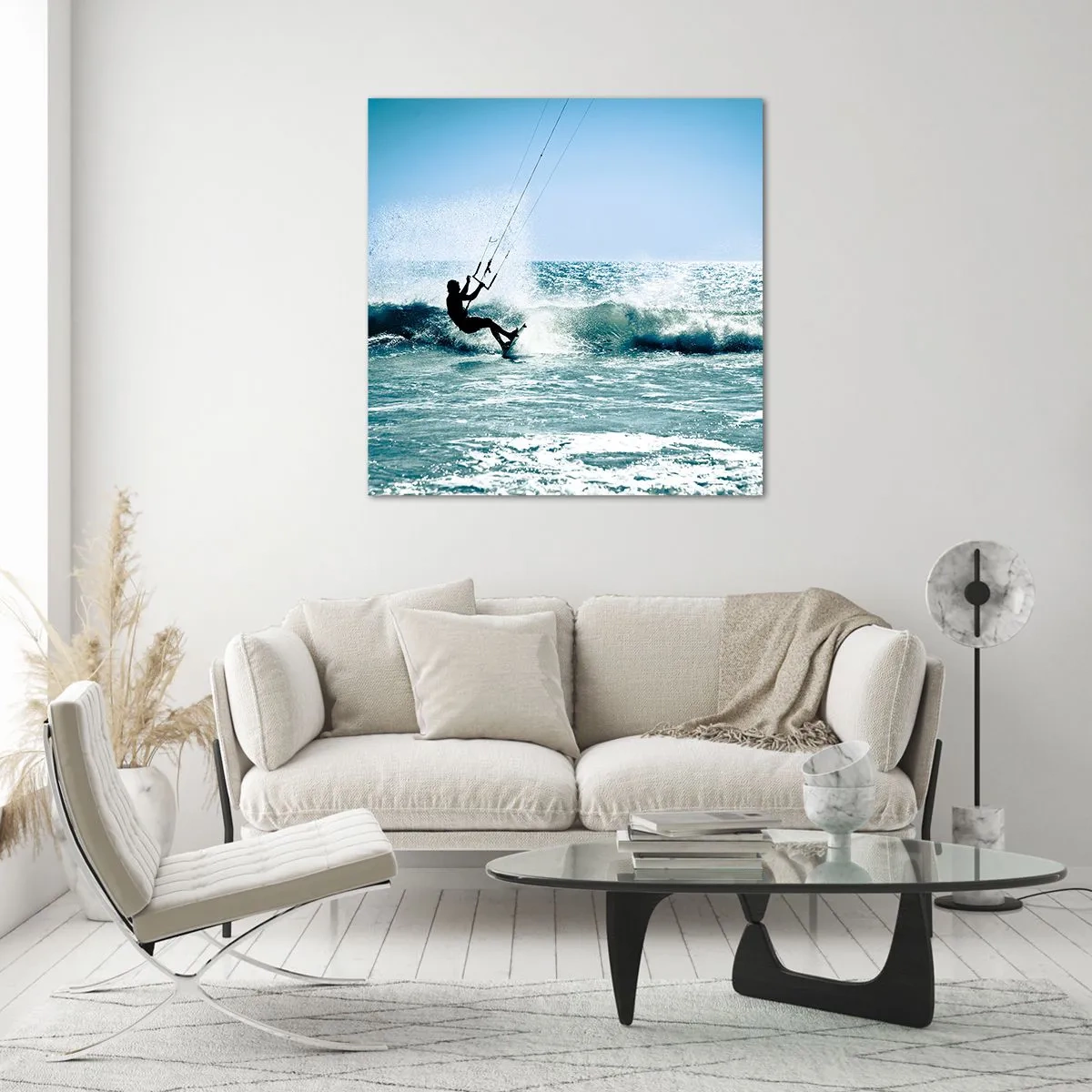 Billede på glas - Lad dig rive med - 70x70 cm