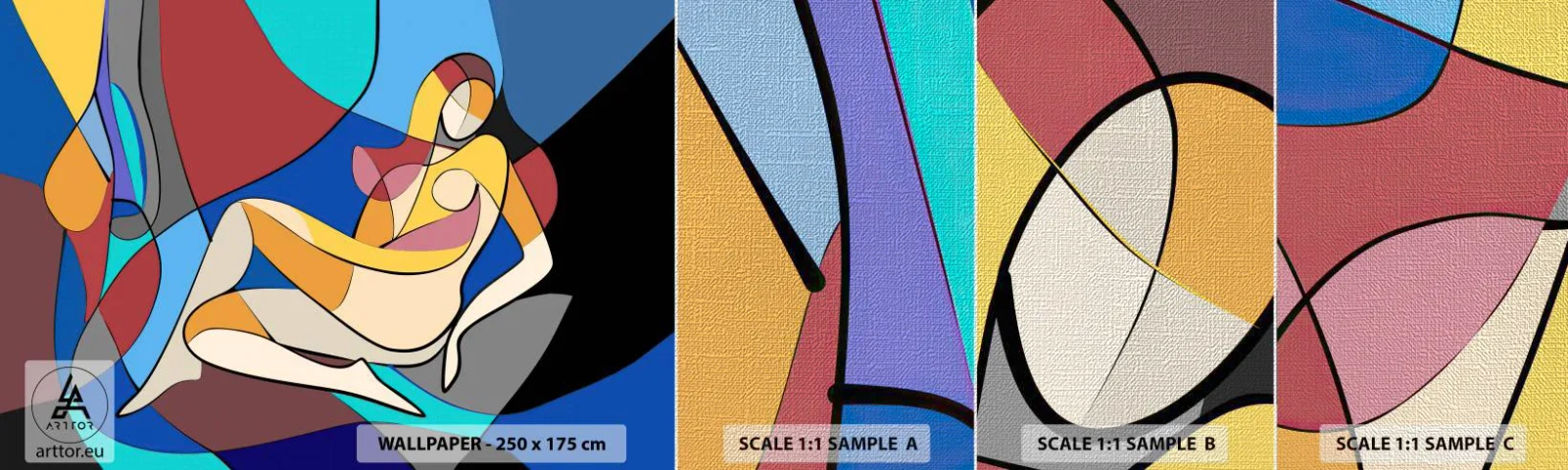 Prøve Fototapet Premium Canvas - Kubistisk nøgen - Kubisme, Moderne, Kvinde - 100x30 cm