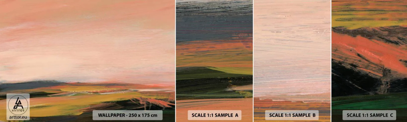 Prøve Fototapet Selvklæbende Deluxe Sticker - I lyserøde toner - Landskab, Stykke, Udsigt - 100x30 cm