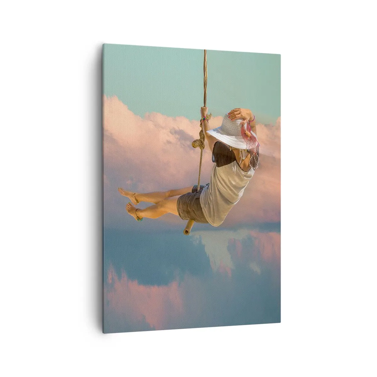 Lærredstryk - Billede på lærred - Sjov i skyerne - 70x100 cm