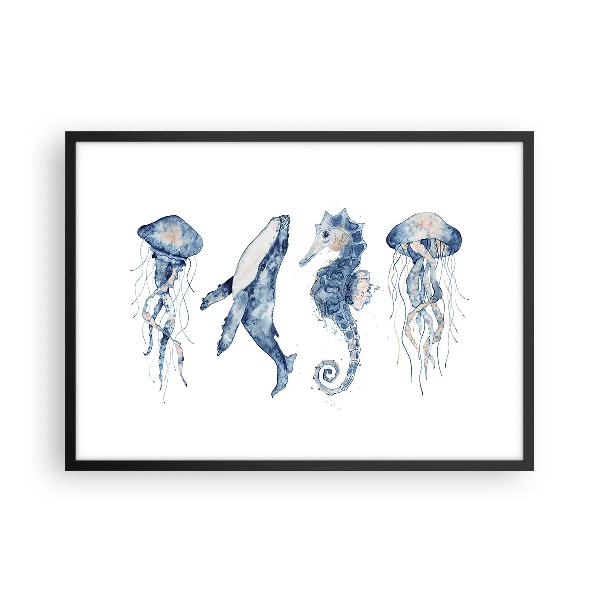 Plakat i sort ramme - Havets vidundere - 70x50 cm