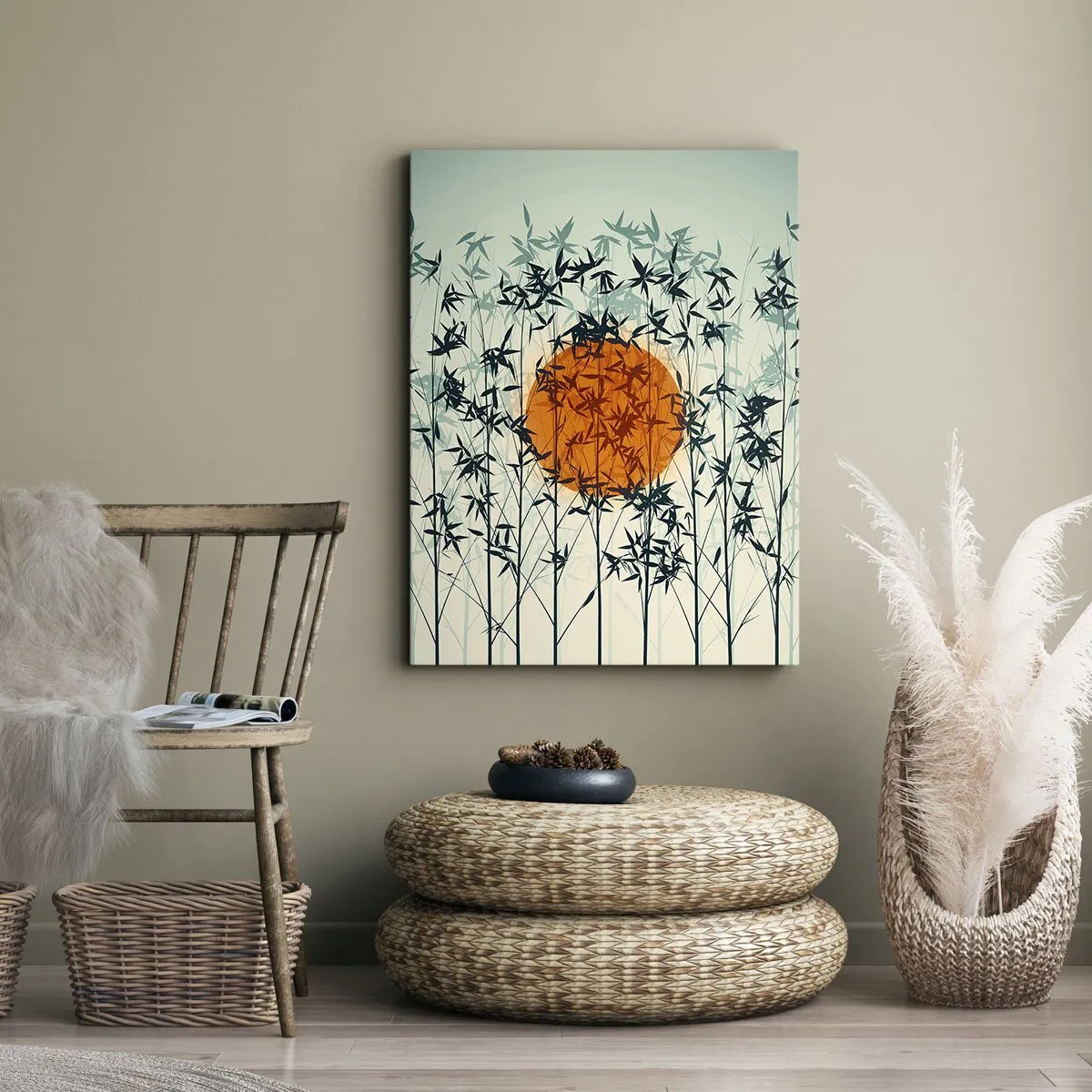 Lærredstryk - Billede på lærred - Japansk sol - 80x120 cm