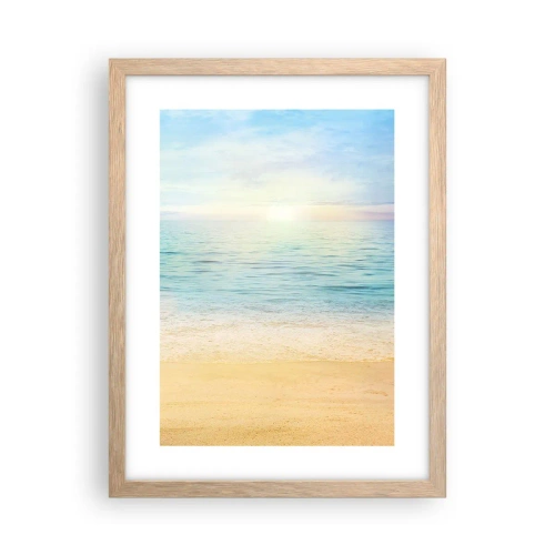 Plakat i ramme af lyst egetræ - Det store blå - 30x40 cm