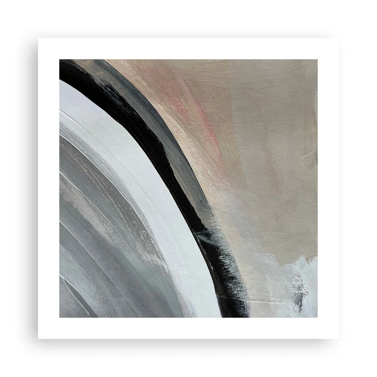 Plakat - Komposition: en bue af sort og gråt - 50x50 cm