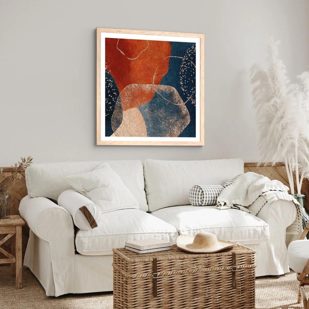 Plakat i ramme af lyst egetræ - Lethed i tilværelsen - 30x30 cm