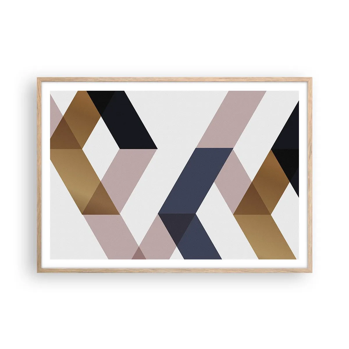 Plakat i ramme af lyst egetræ - Planer og vinkler - 100x70 cm