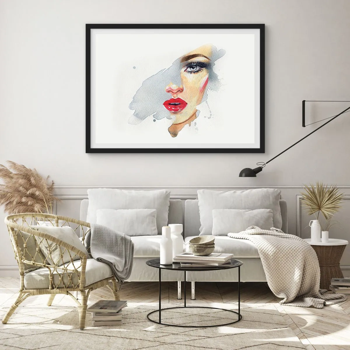 Plakat i sort ramme - Refleksion i en vanddråbe - 70x50 cm