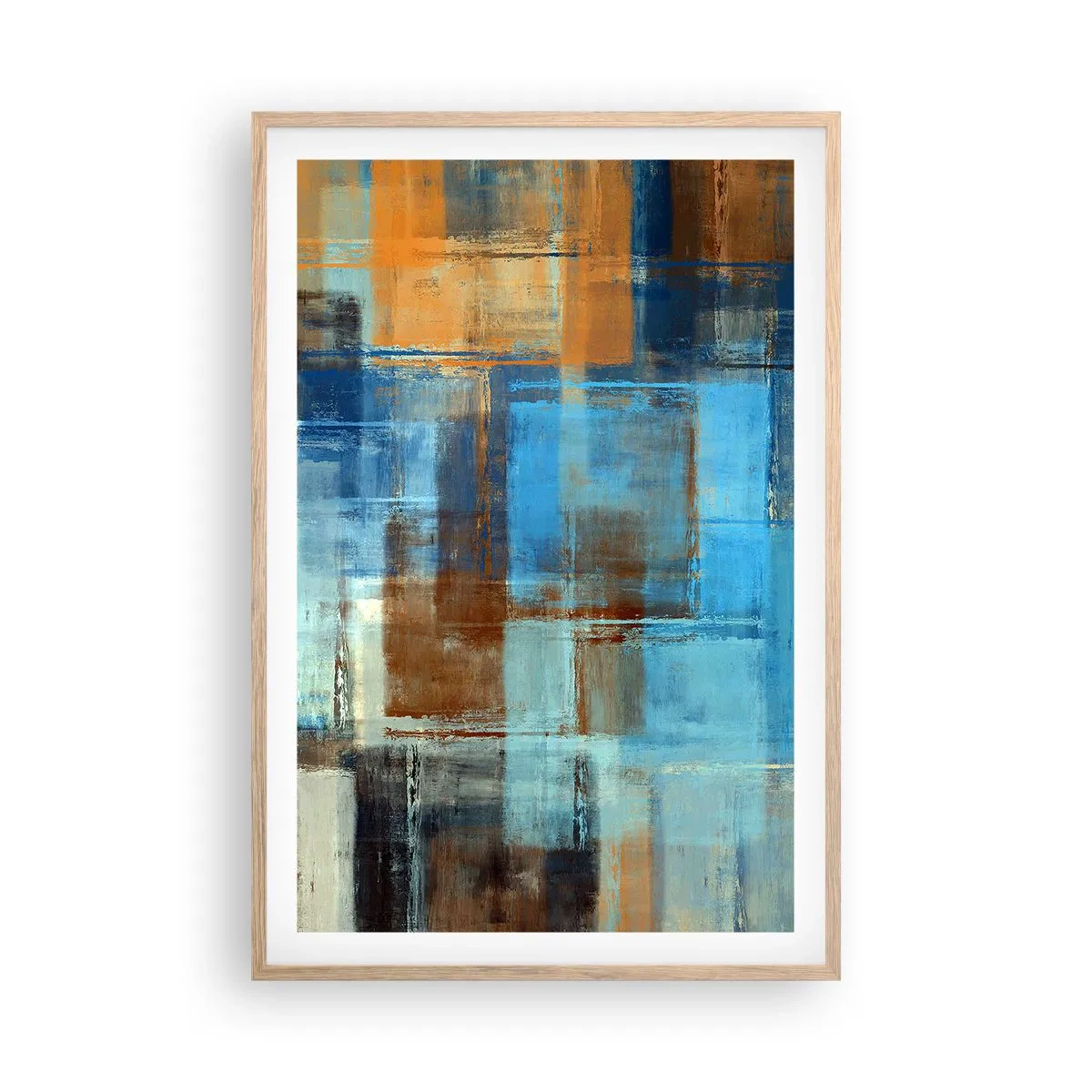 Plakat i ramme af lyst egetræ - Gennem det blå slør - 61x91 cm