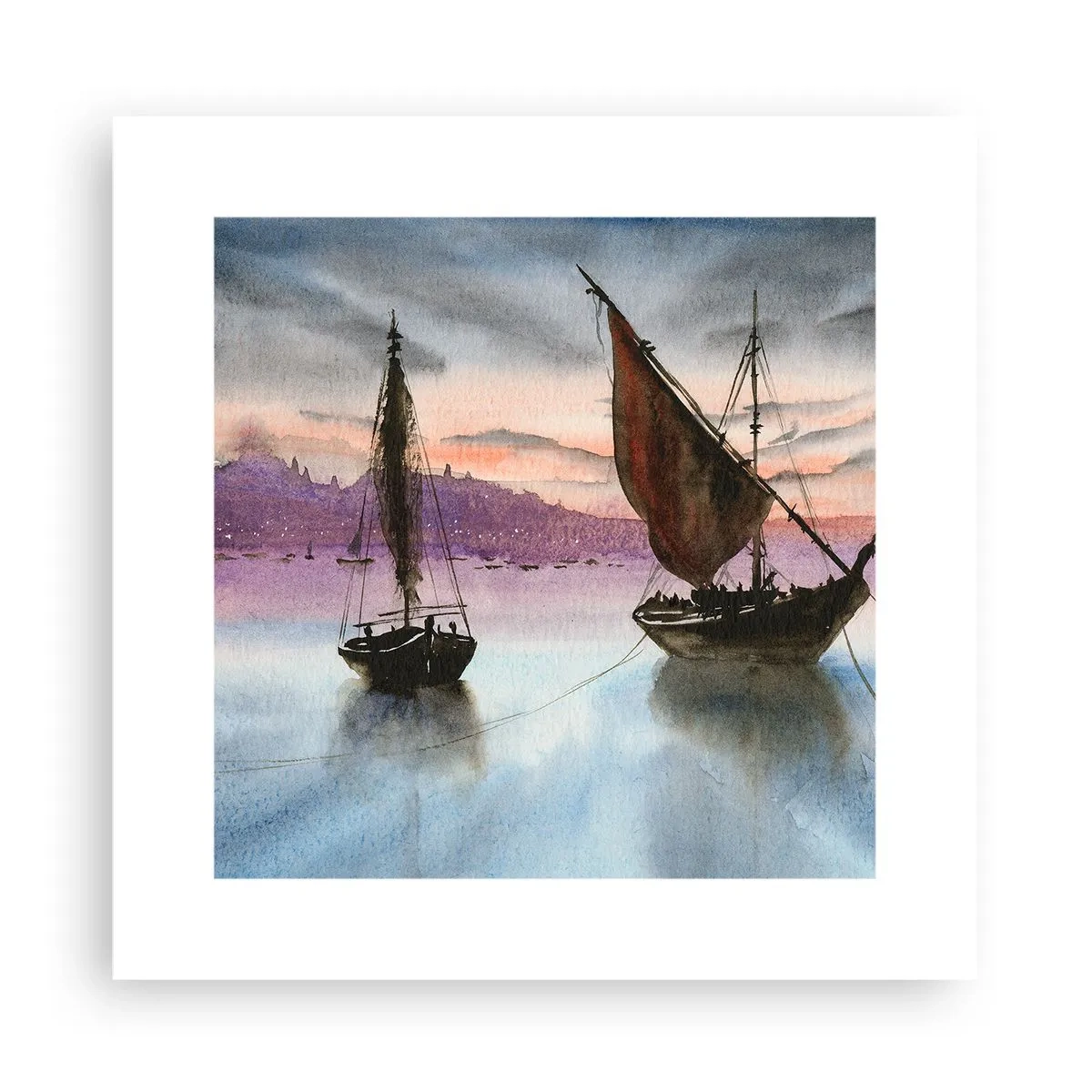 Plakat - Aften i havnen - 30x30 cm