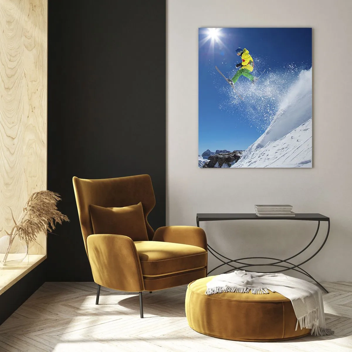 Billede på glas - Danser med bjergene - 70x100 cm