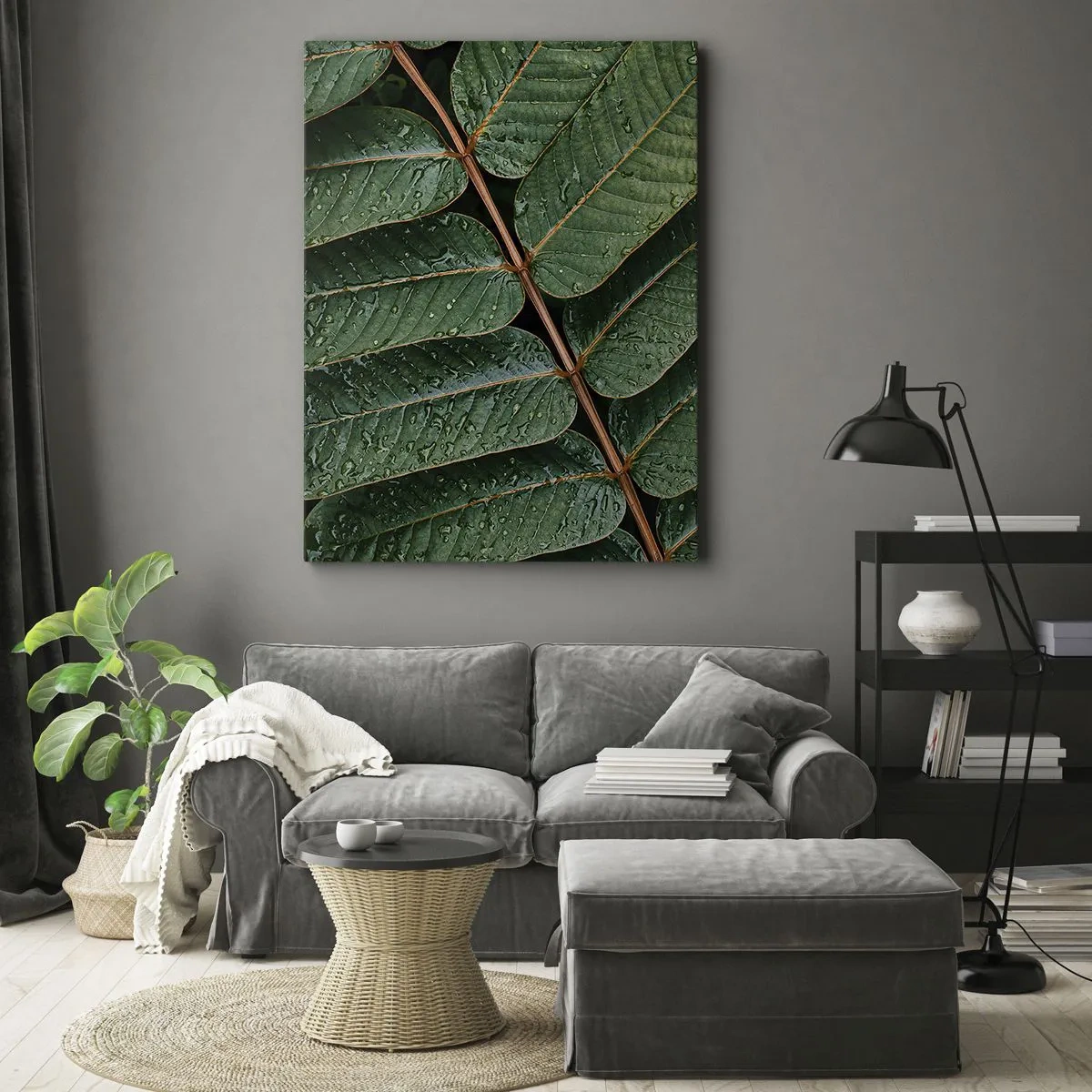 Lærredstryk - Billede på lærred - I en grøn rytme - 65x120 cm