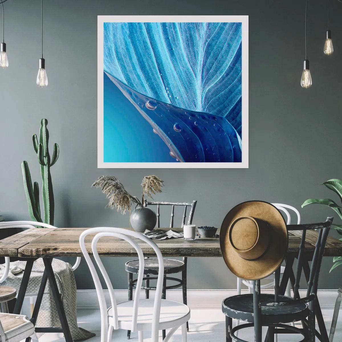 Plakat - Skjulte dråber af blåt - 50x50 cm