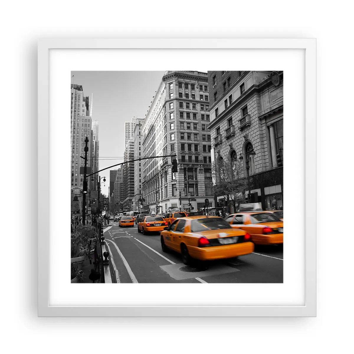 Plakat i hvid ramme - Storbyens sol - 40x40 cm