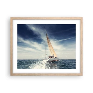 Plakat i ramme af lyst egetræ - De kan ikke indhente os! - 50x40 cm