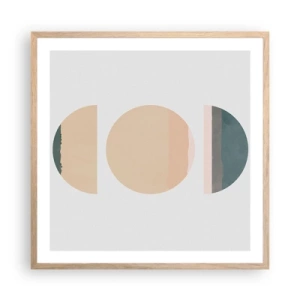 Plakat i ramme af lyst egetræ - Hjul for hjul - 60x60 cm