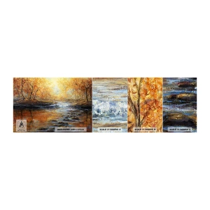 Fototapet Prøve Standard Eco - Gylden strøm - Landskab, Bjergstrøm, Skov - 100x30 cm