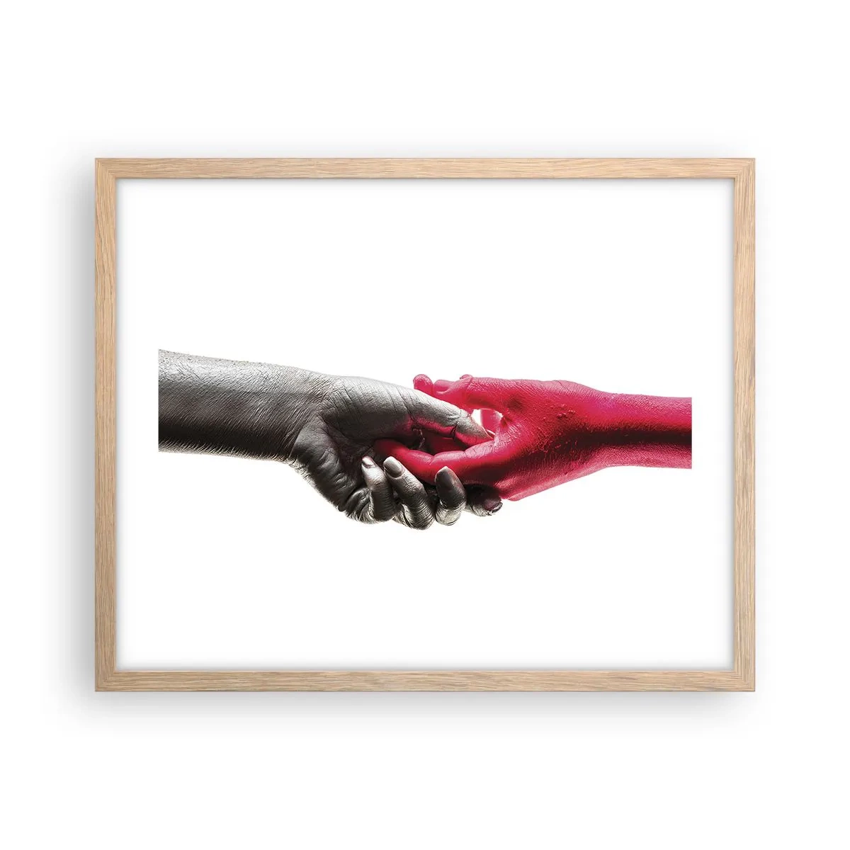 Plakat i ramme af lyst egetræ - Sammen, om end forskellige - 50x40 cm