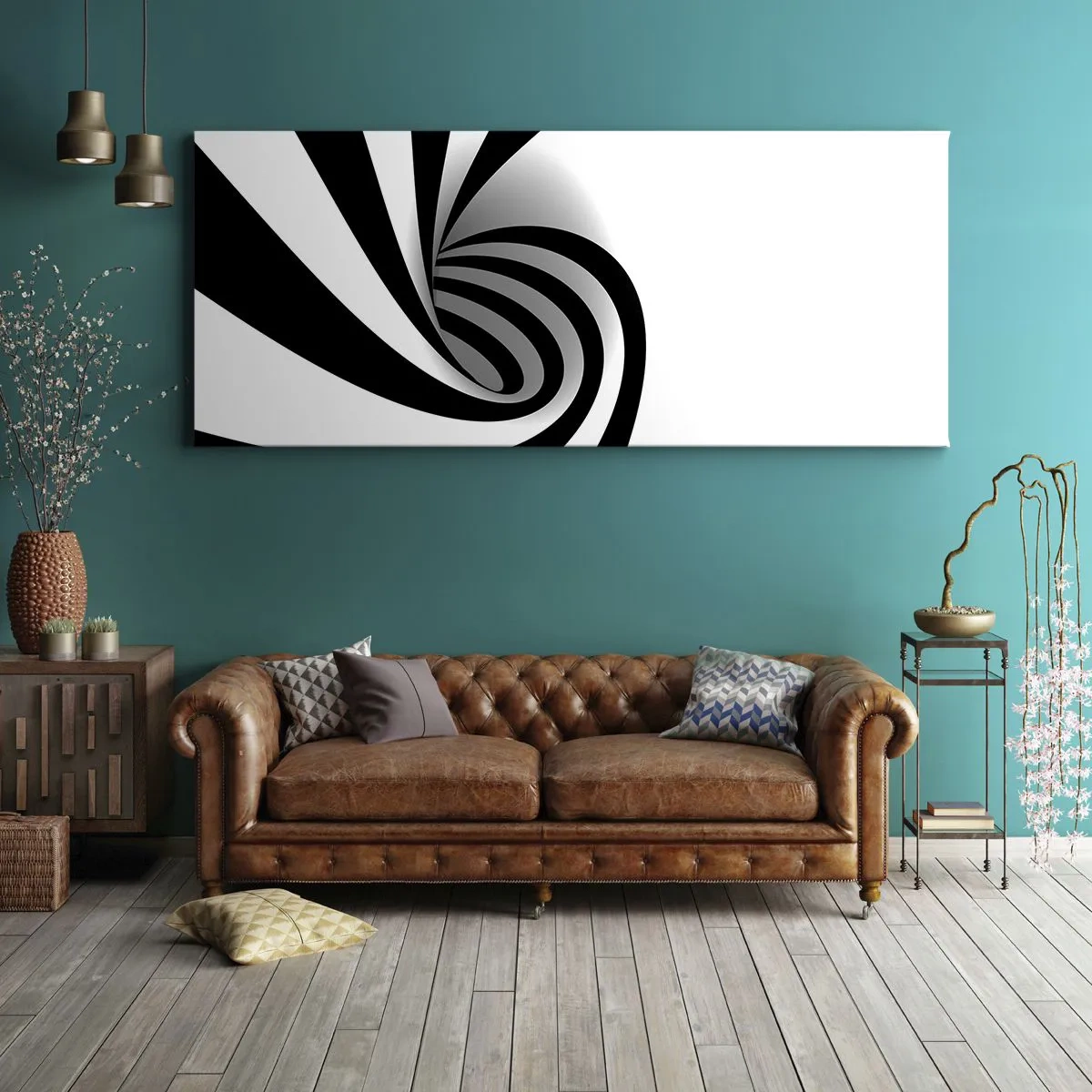 Lærredstryk - Billede på lærred - Og alligevel snurrer den - 160x50 cm