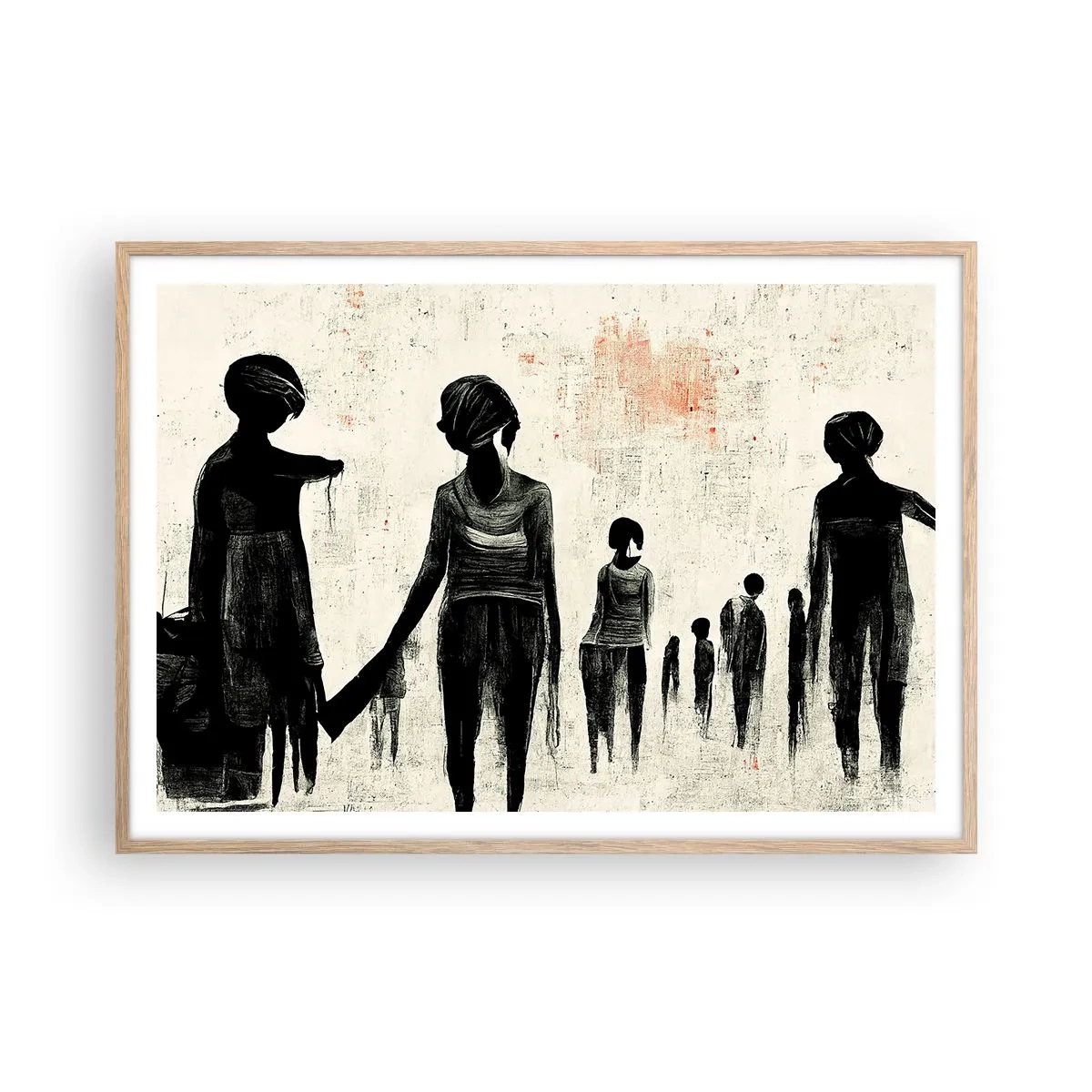Plakat i ramme af lyst egetræ - Mod ensomhed - 100x70 cm