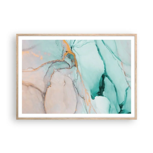 Plakat i ramme af lyst egetræ - Dans af former og farver - 100x70 cm