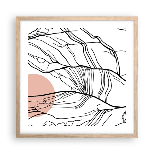 Plakat i ramme af lyst egetræ - I et netværk af kviste - 50x50 cm