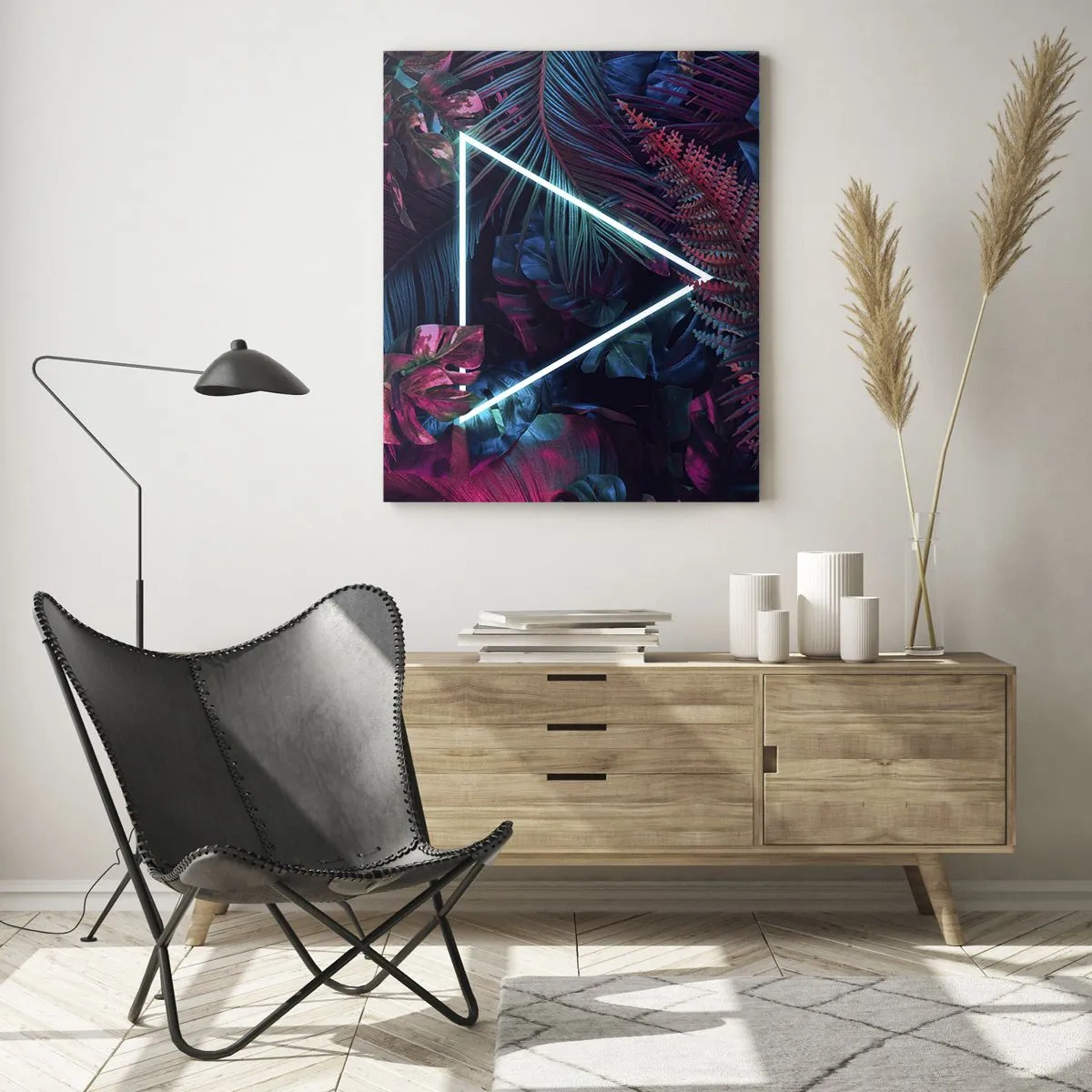 Billede på glas - Have i disco-stil - 70x100 cm