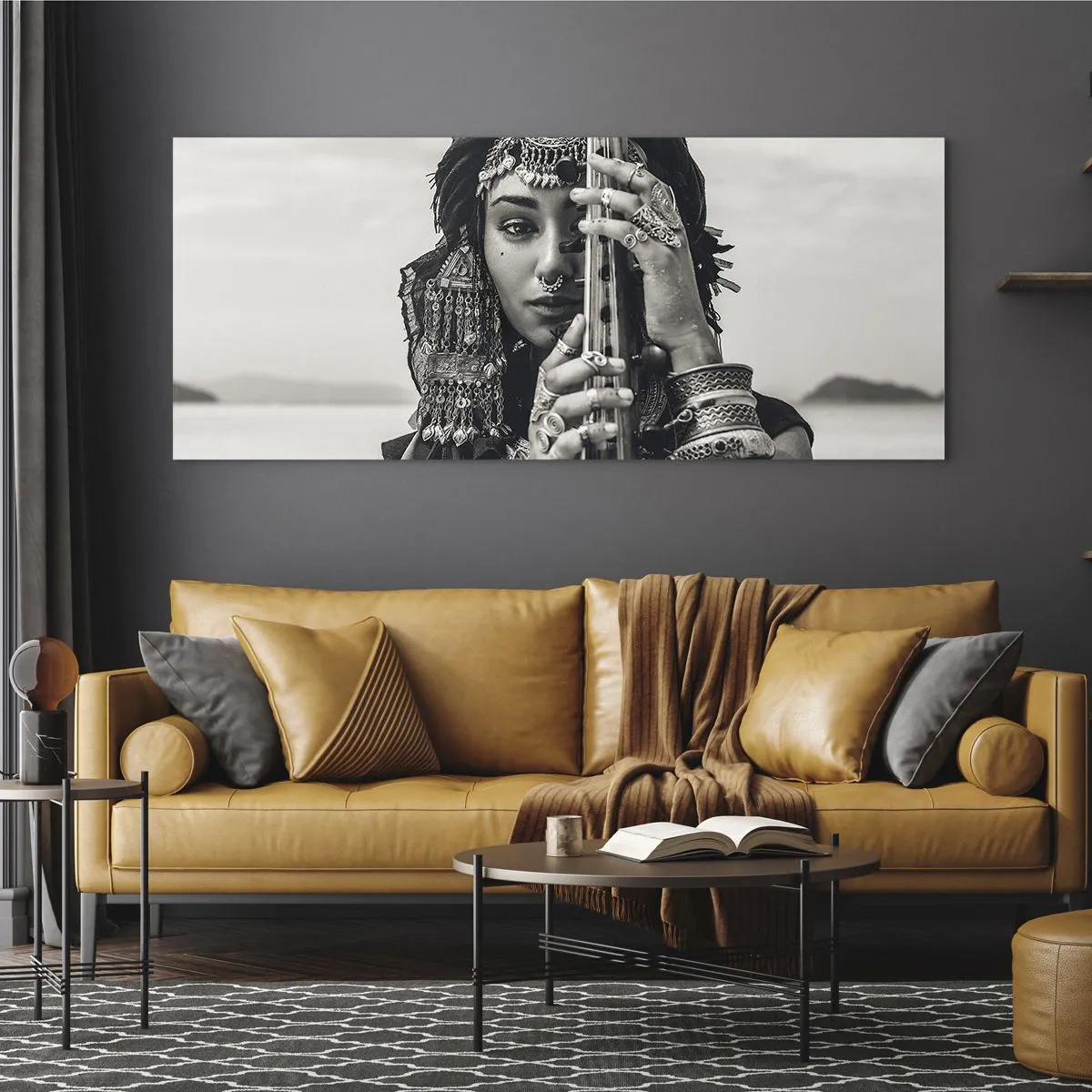 Billede på glas - Selve den orientalske musik - 140x50 cm