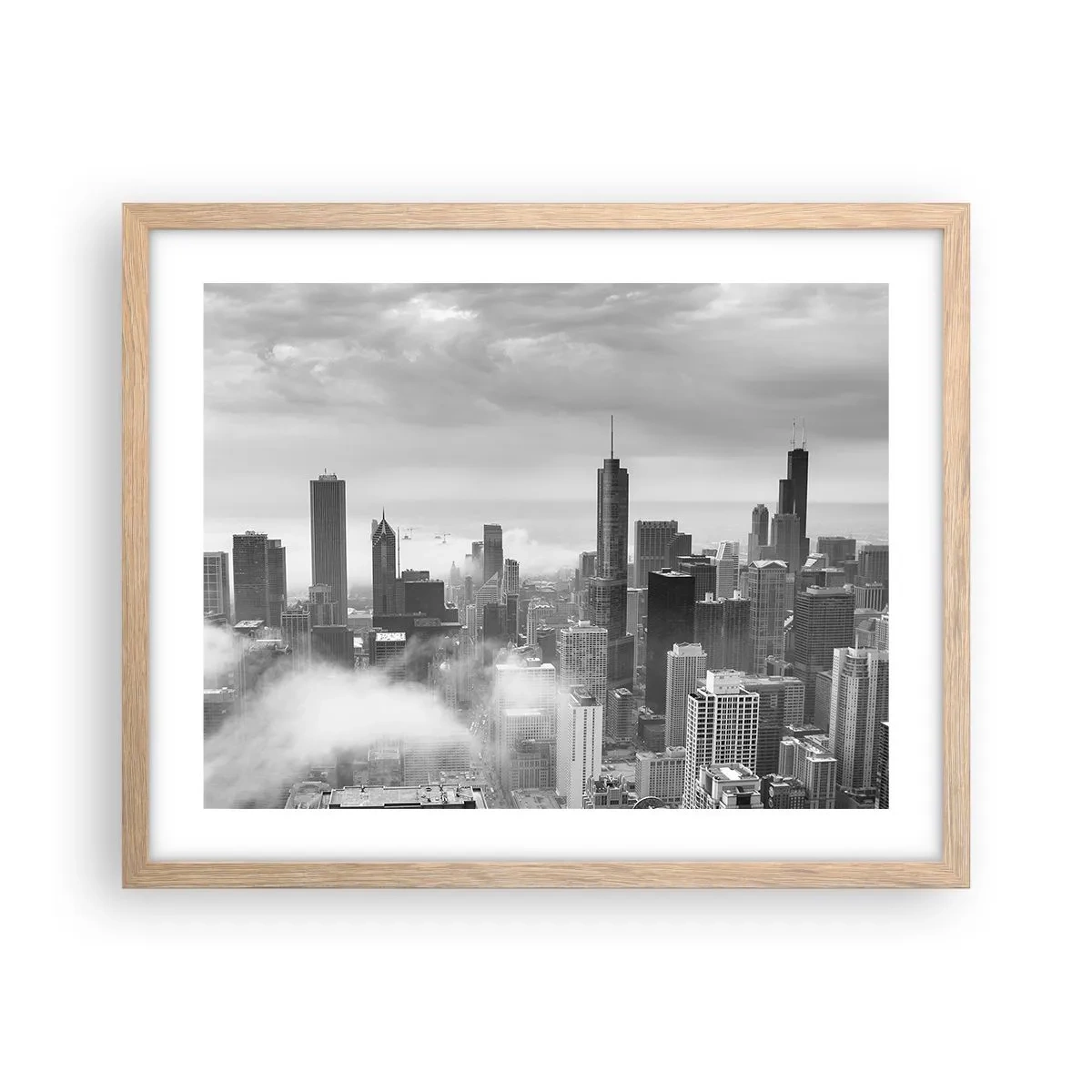 Plakat i ramme af lyst egetræ - Amerikansk landskab - 50x40 cm