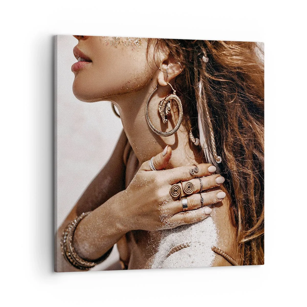 Lærredstryk - Billede på lærred - Dronning af den vilde strand - 50x50 cm