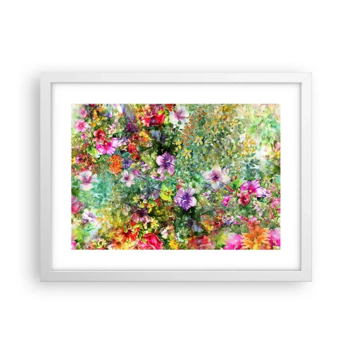 Plakat i hvid ramme - Ind i blomsterne ved fortabelse - 40x30 cm