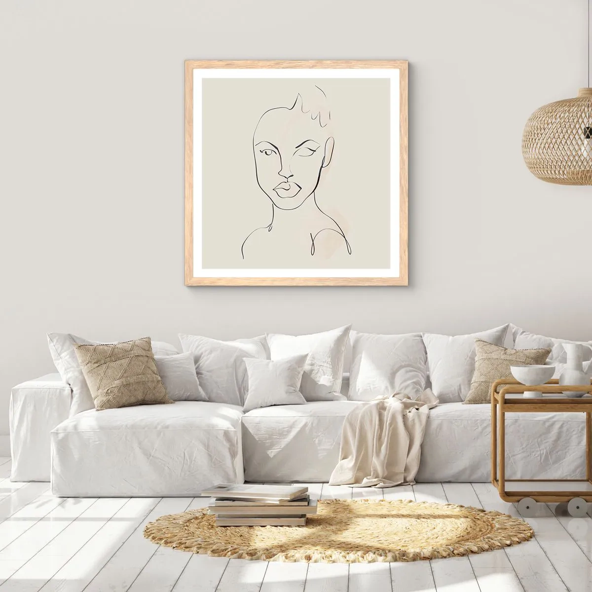 Plakat i ramme af lyst egetræ - Omrids af sensualitet - 40x40 cm