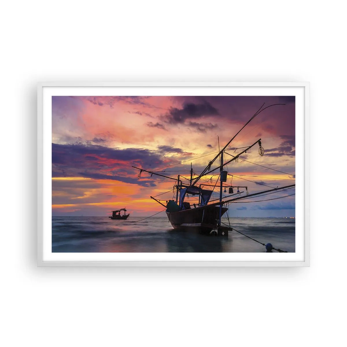 Plakat i hvid ramme - En eksotisk aften - 91x61 cm
