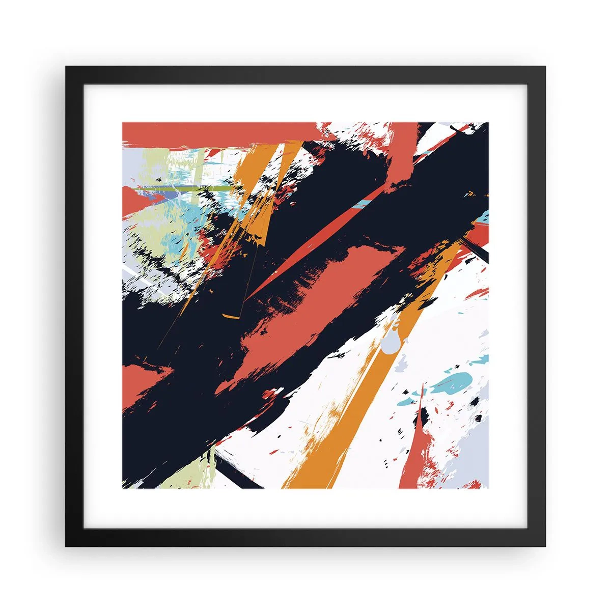 Plakat i sort ramme - Dynamisk sammensætning - 40x40 cm