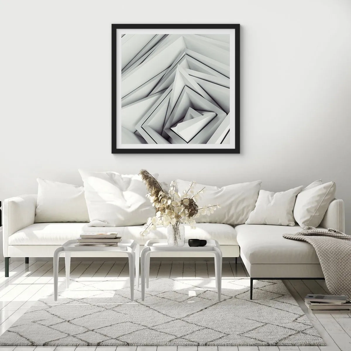 Plakat i sort ramme - Skarpe vinkler knopper - 60x60 cm