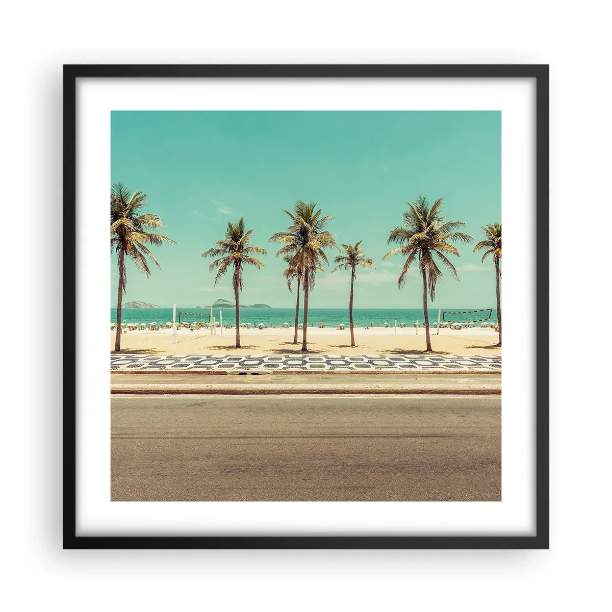 Plakat i sort ramme - På stranden - 50x50 cm