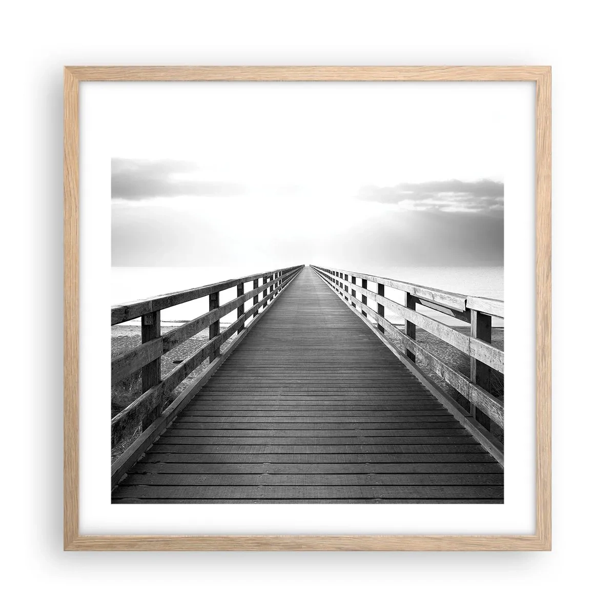 Plakat i ramme af lyst egetræ - Ind i det fjerne… - 50x50 cm