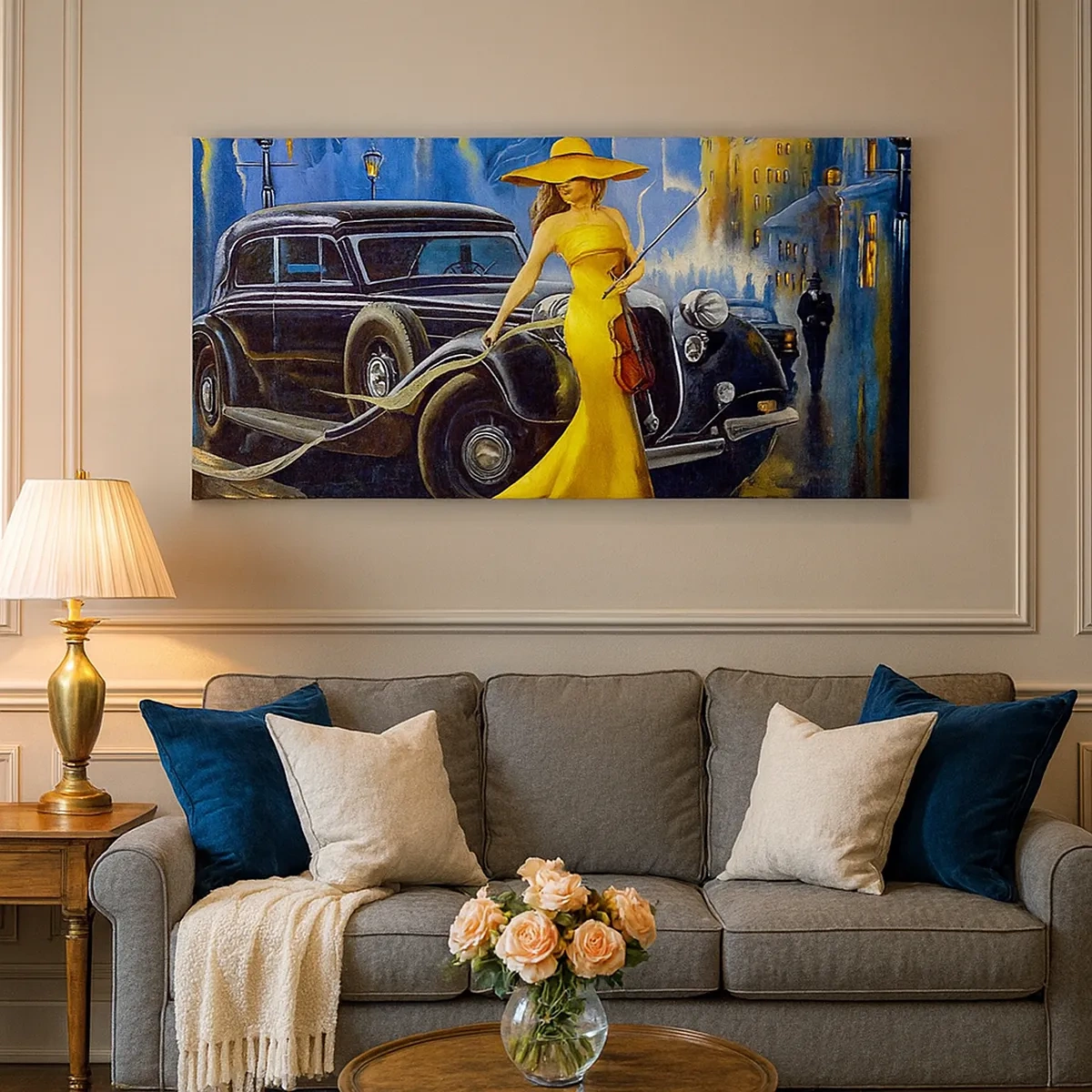 Lærredstryk - Billede på lærred - Nocturne for violin og kærlighed - 30x30 cm