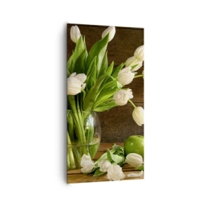 Lærredstryk - Billede på lærred - Saftig og frisk i grøn og hvid - 65x120 cm