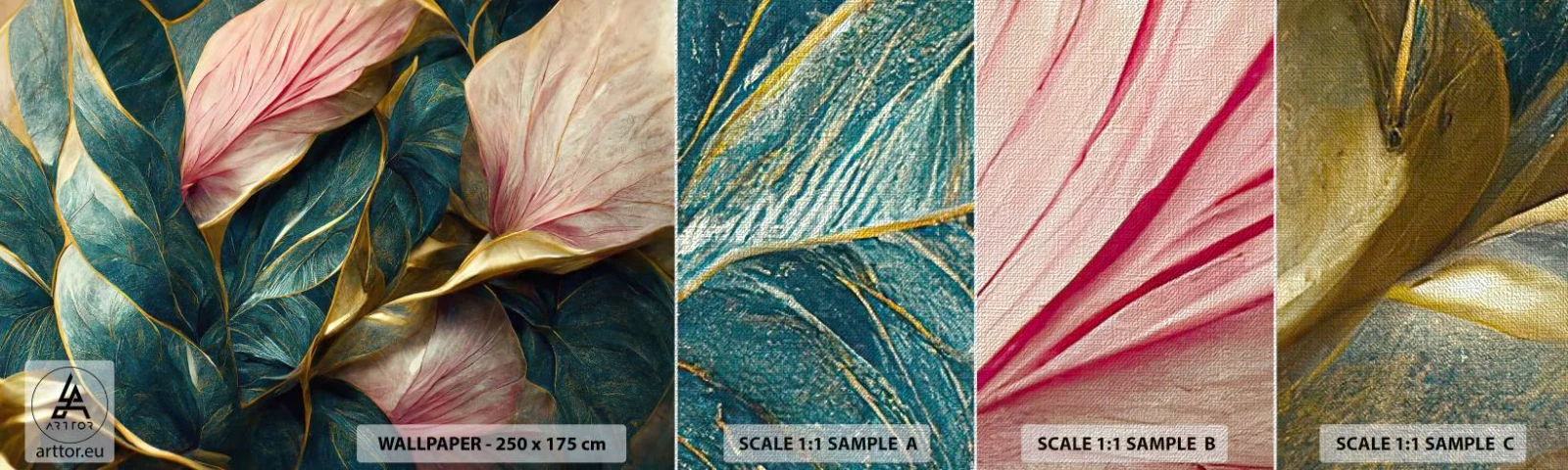 Prøve Fototapet Premium Canvas - Naturlig elegance og stil - Art Deco, Blomster, Elegance - 100x30 cm