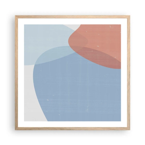 Plakat i ramme af lyst egetræ - Pastelfarvede relationer - 60x60 cm