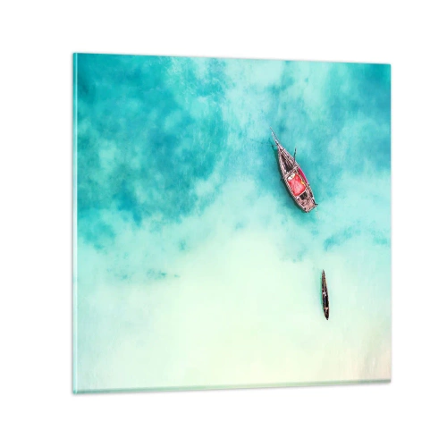 Billede på glas - For på Zanzibars strande, når det overskydende vand... - 50x50 cm