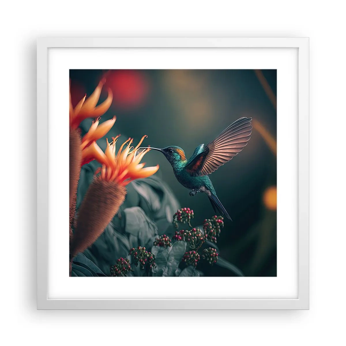 Plakat i hvid ramme - Et virkelig farverigt liv - 40x40 cm