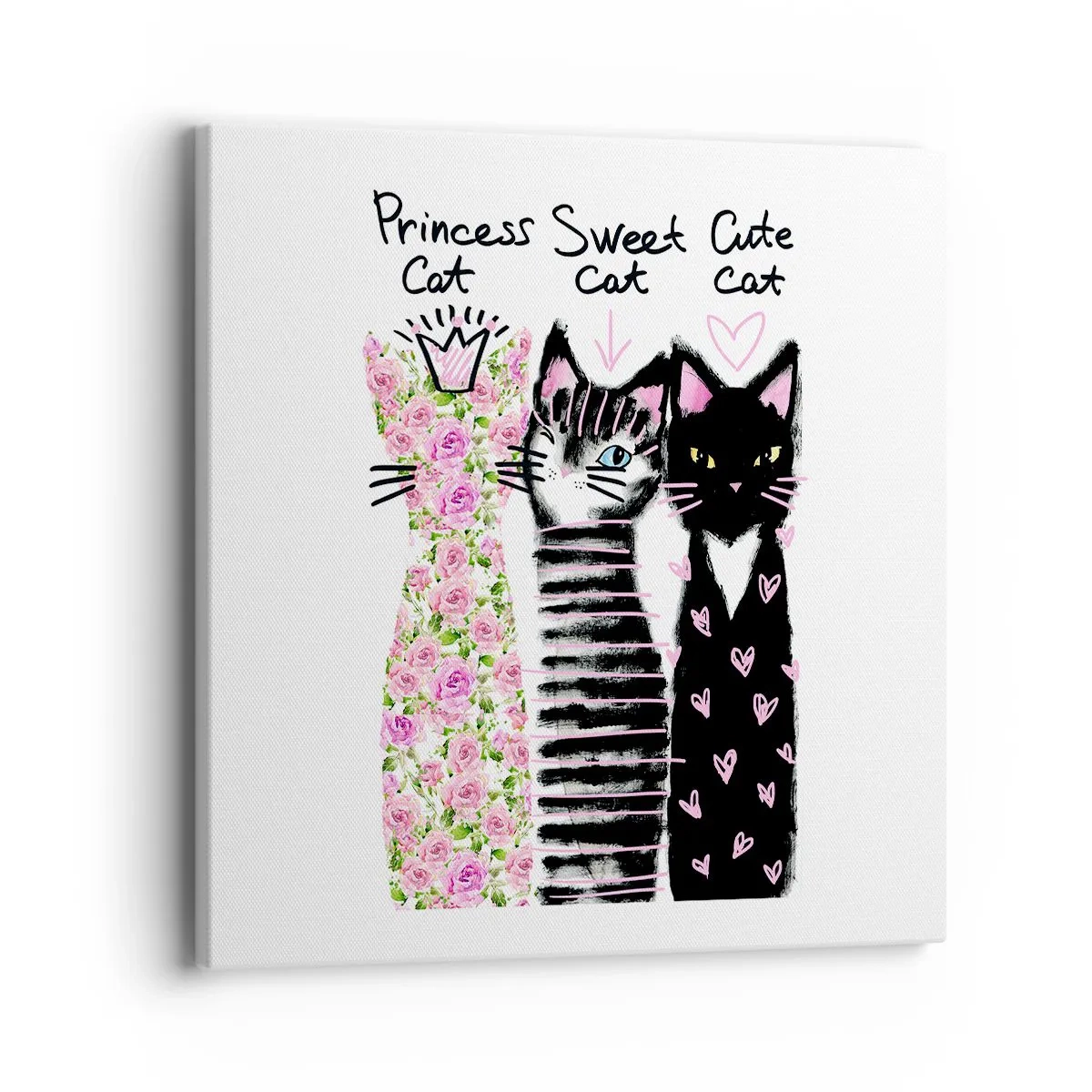 Lærredstryk - Billede på lærred - Der var tre katte - 40x40 cm