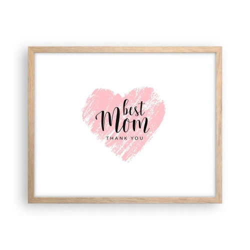 Plakat i ramme af lyst egetræ - Altid det rette øjeblik - 50x40 cm