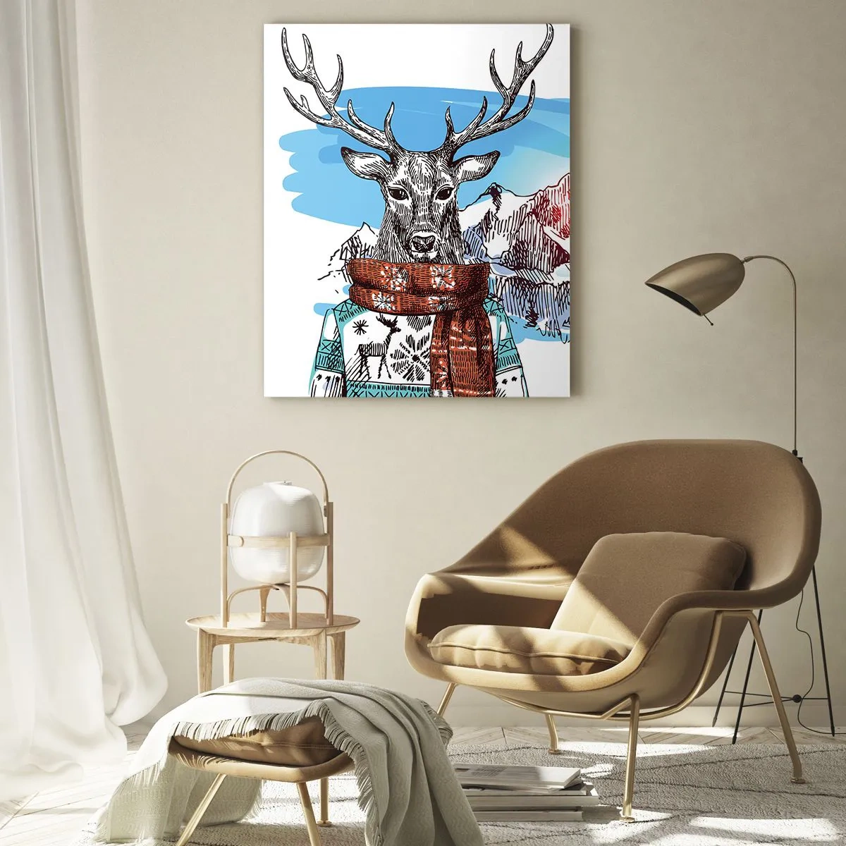 Billede på glas - Selv et rådyr fryser ikke  - 80x120 cm