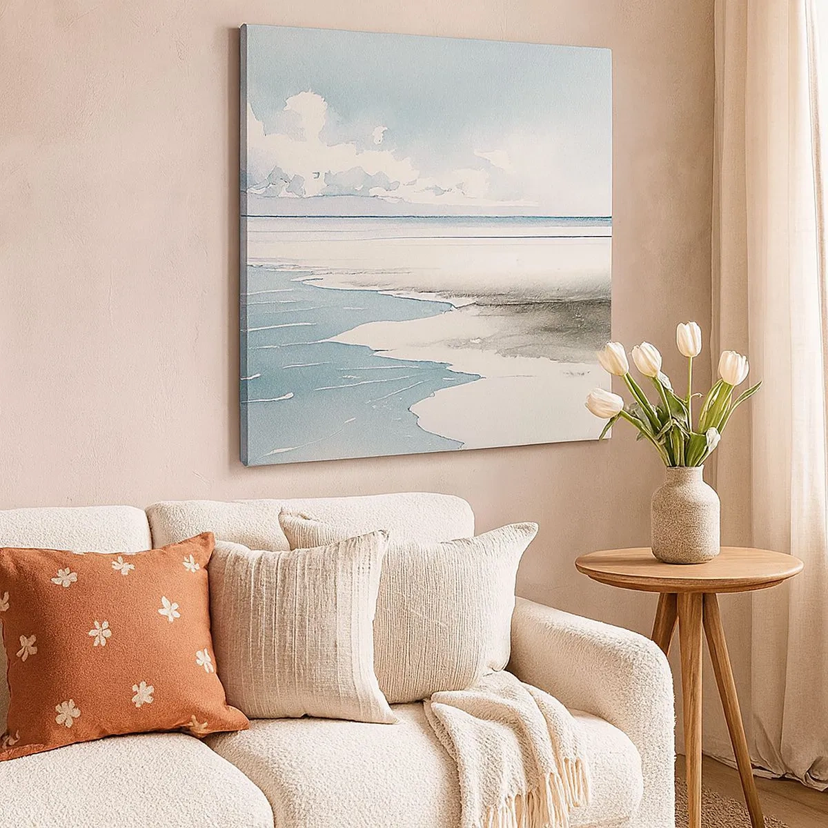 Lærredstryk - Billede på lærred - Blidt tidevand - 30x30 cm