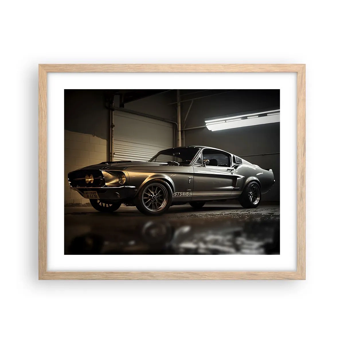 Plakat i ramme af lyst egetræ - Tilbage til fortiden - 50x40 cm