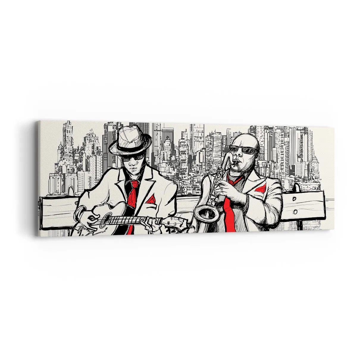 Lærredstryk - Billede på lærred - New York improvisation - 90x30 cm